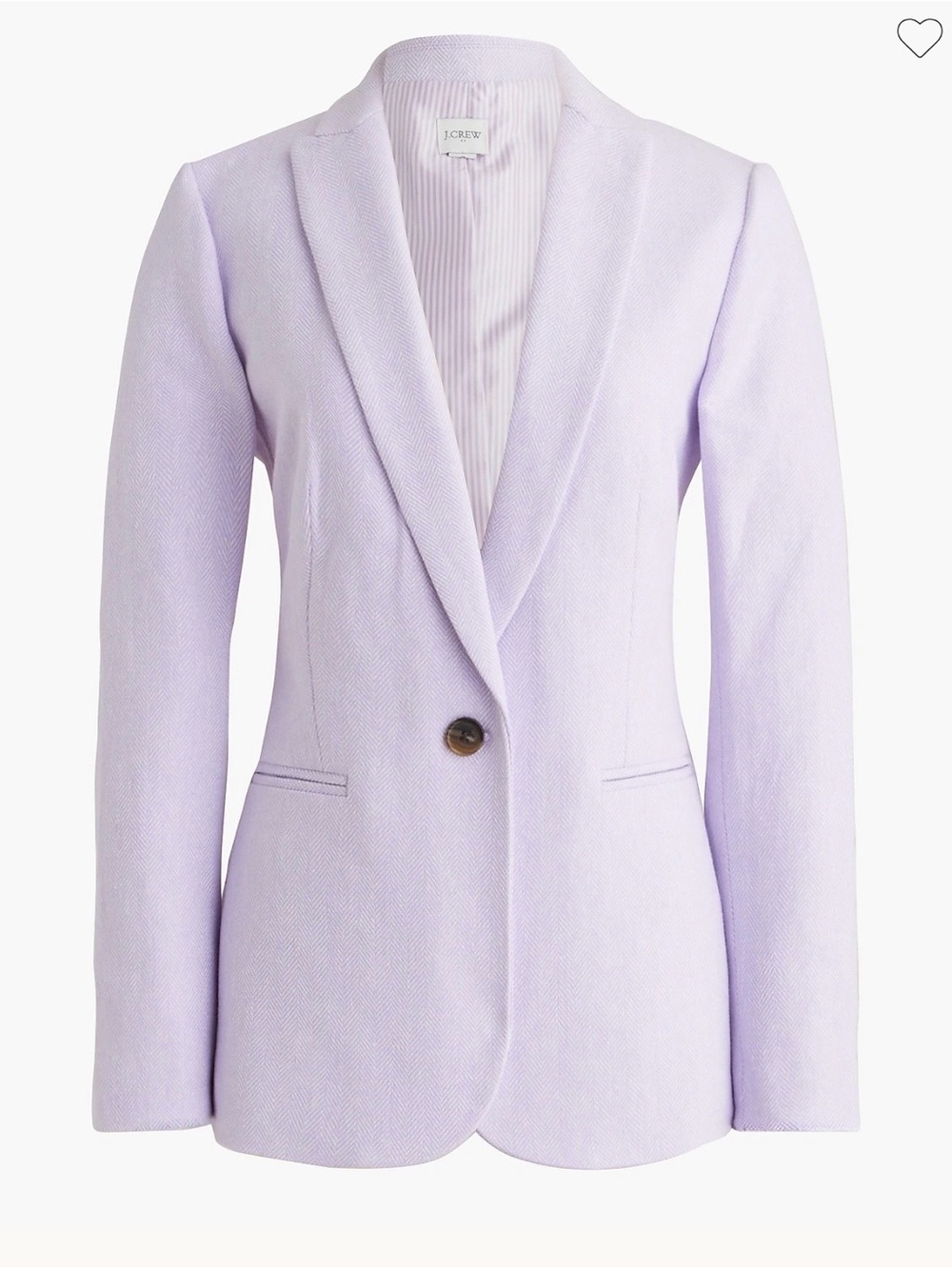 J.Crew Herringbone One-Button Blazer Linen-Cotton Blend Lilac Size 2